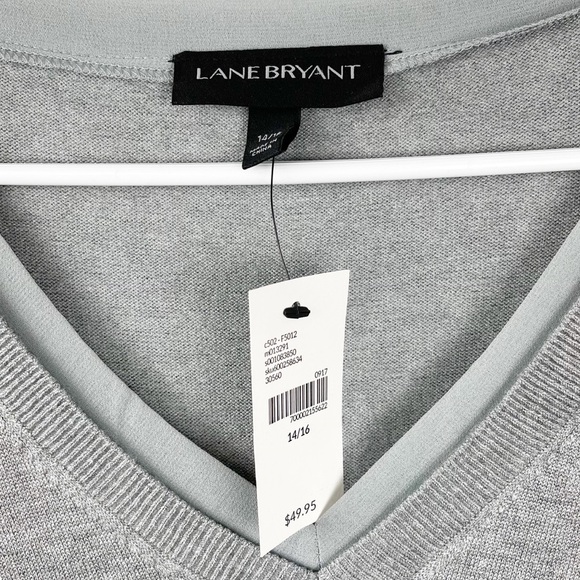 Lane Bryant Gray V Neck Lightweight Pullover Sweater - Picture 7 of 12